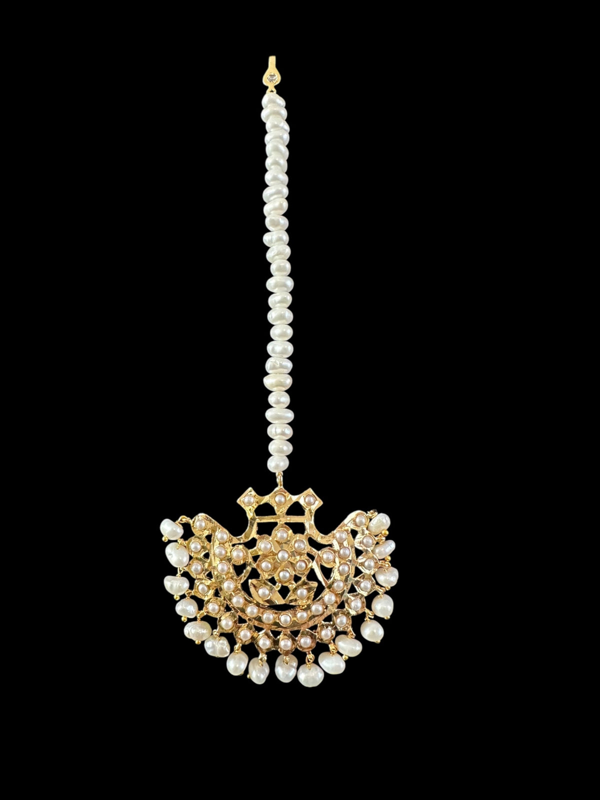DJET79 Saha chandbali tika in fresh water pearls ( READY TO SHIP )