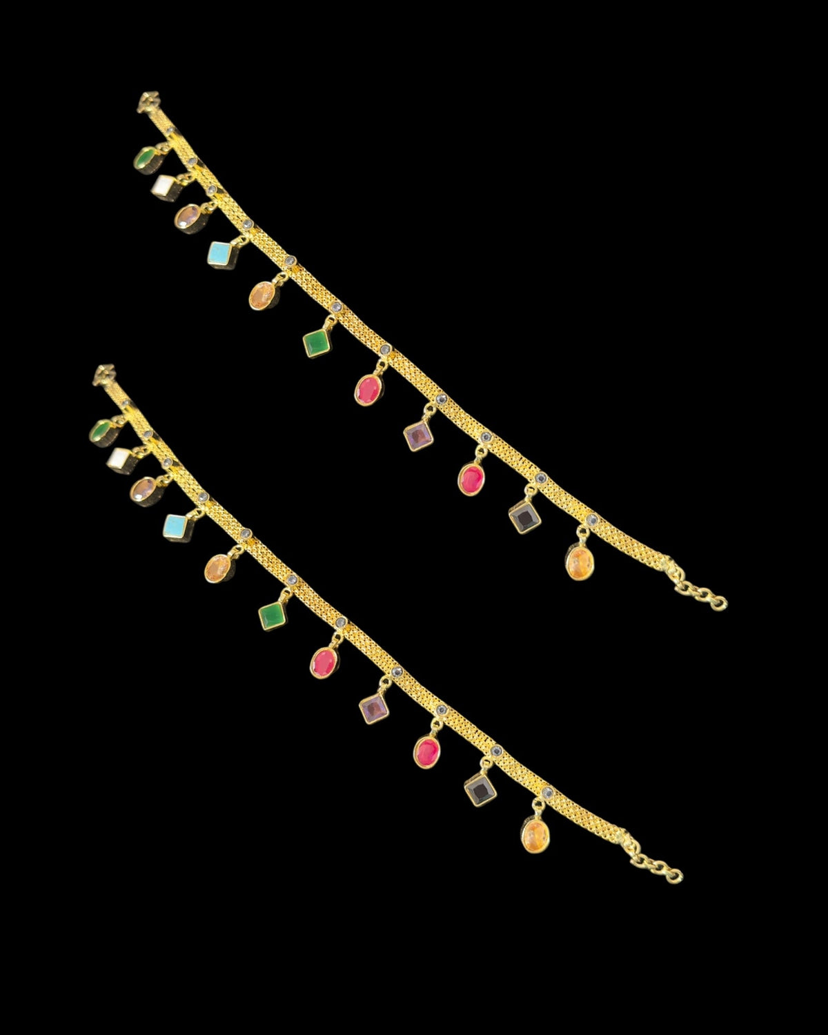 kundan payal in navratan ( READY TO SHIP  )