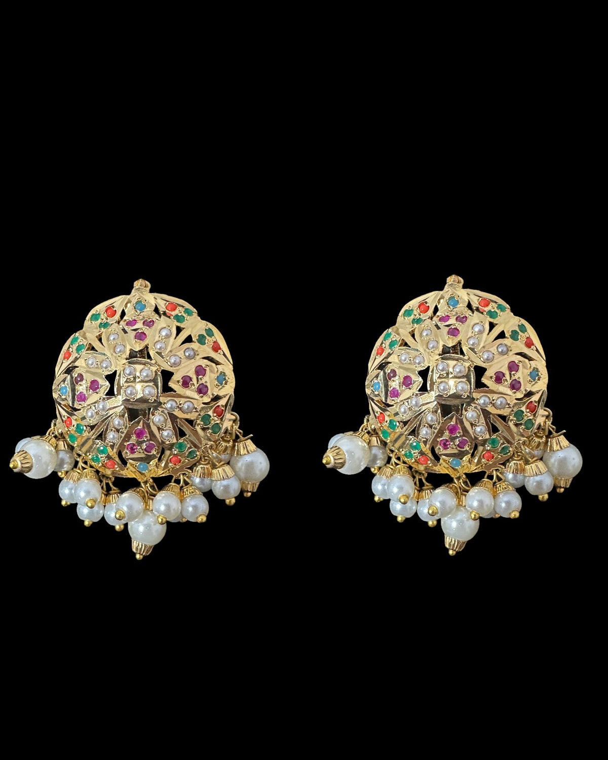 DNS193  Alea punjabi Jadau necklace  set - Navratan   (READY TO SHIP)