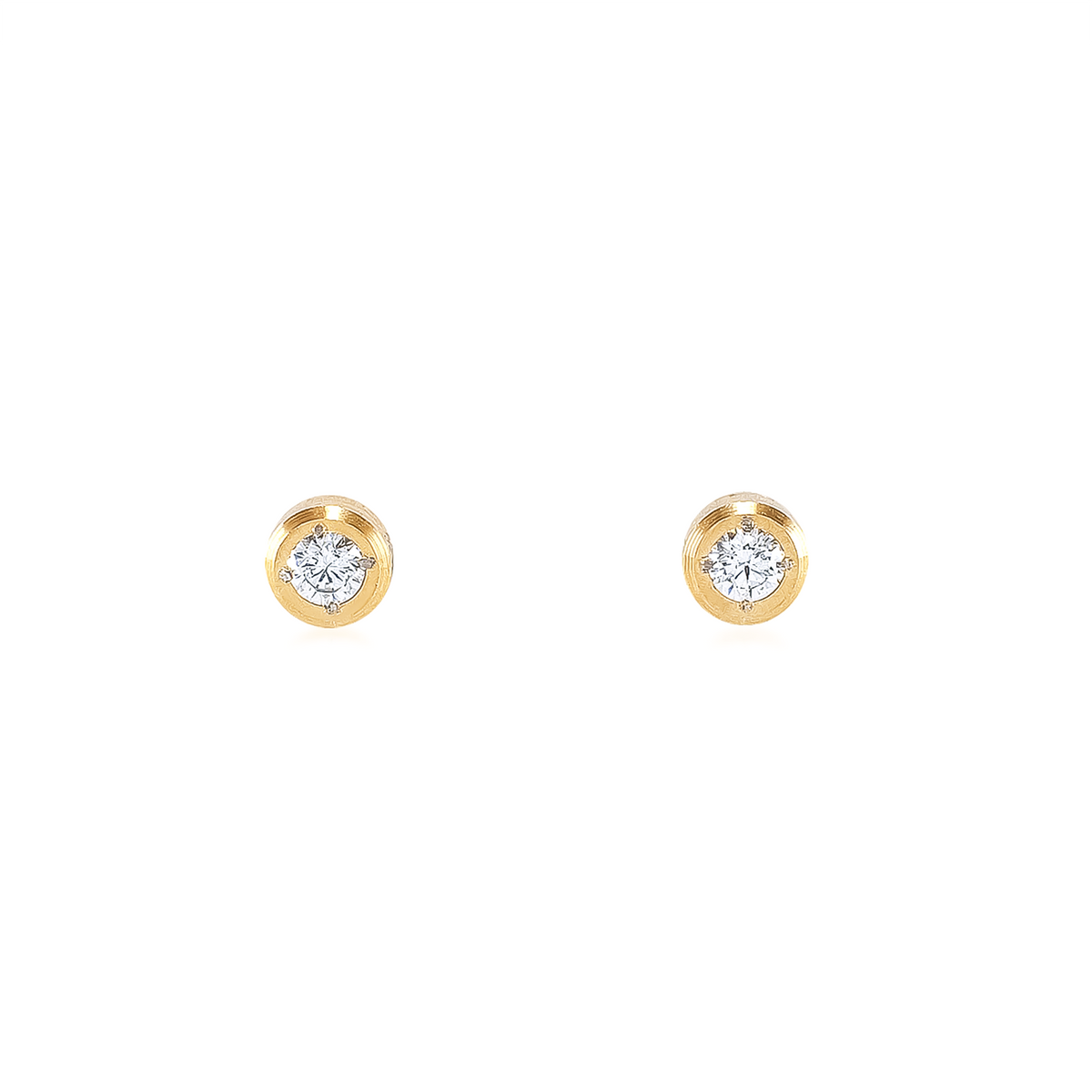 ER002G B.Tiff .05ct Gold Pavé Solitaire Stud Earrings