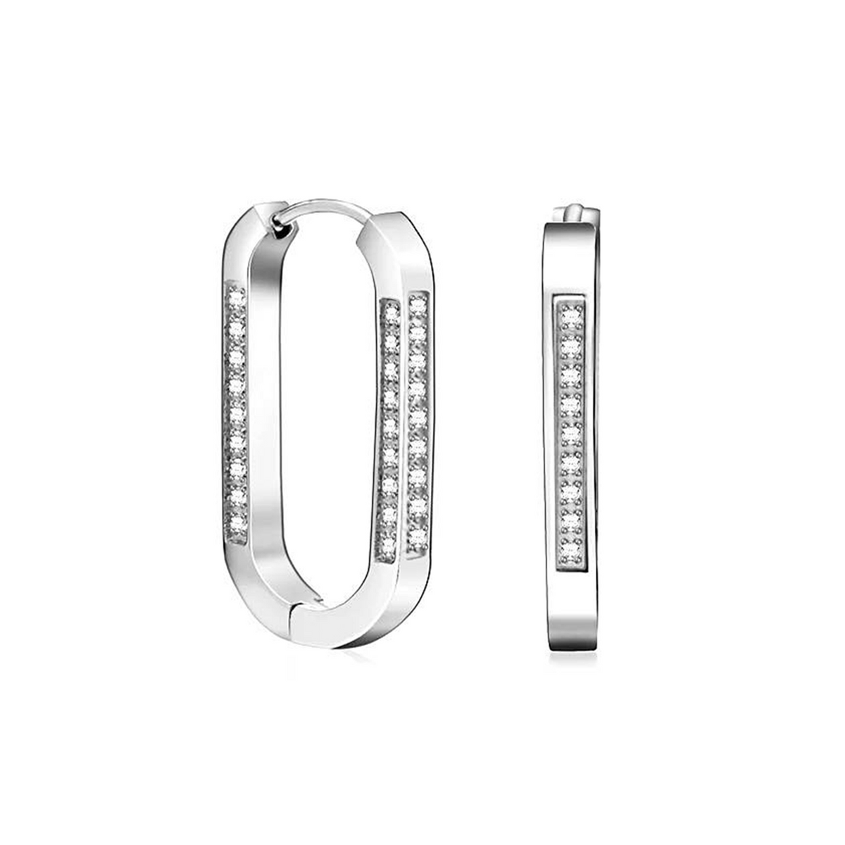 ER081W B.Tiff Pavé Padlock Hoop Earrings