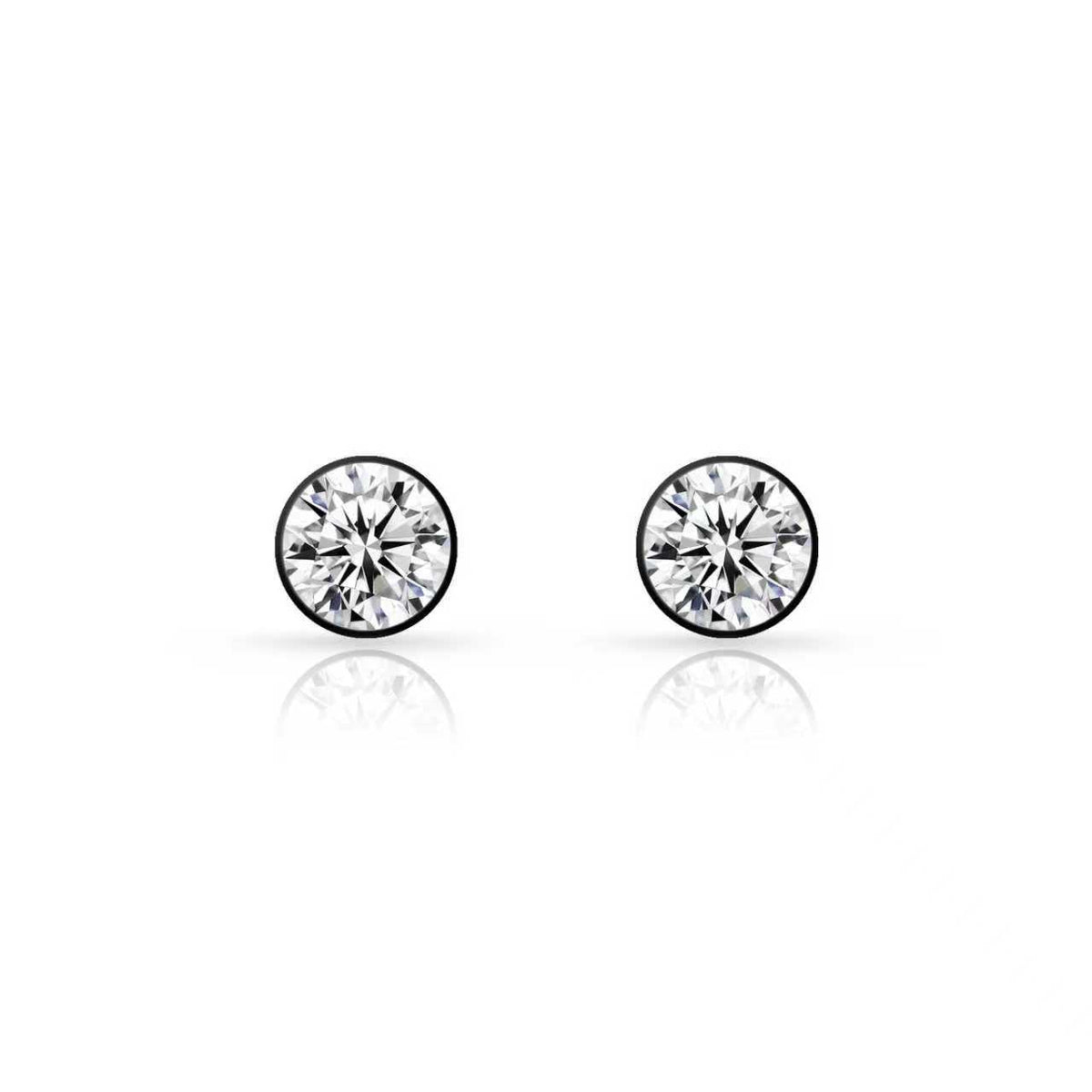 ER101B B.Tiff Black 1 ct Solitaire Stud Earrings