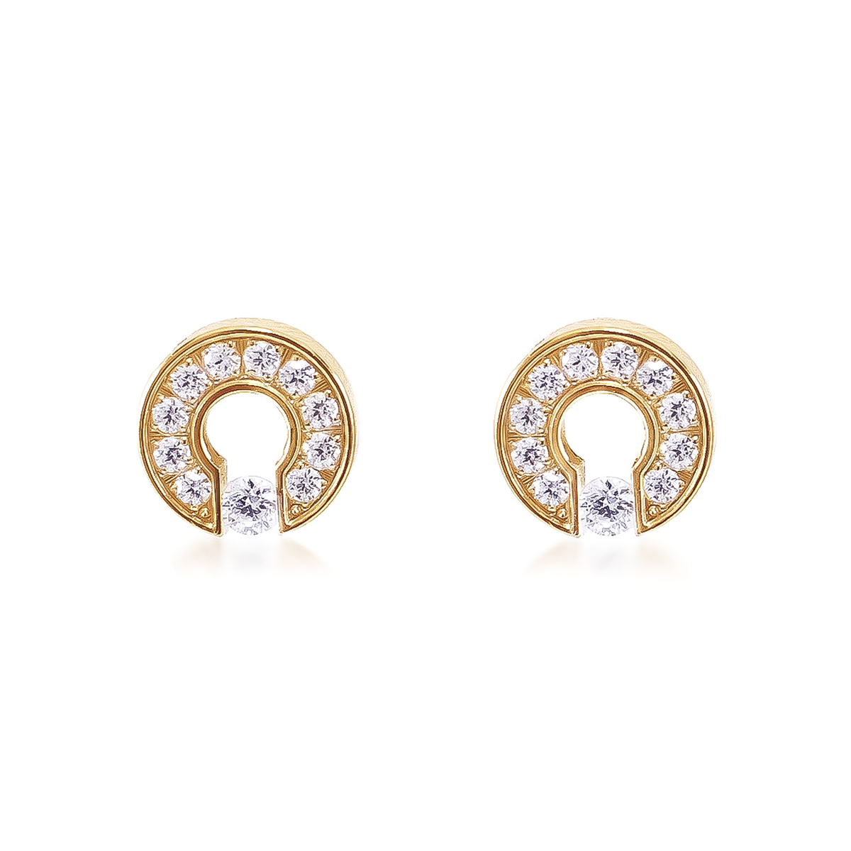 ER118G B.Tiff Gold Pavé Barrel Earrings