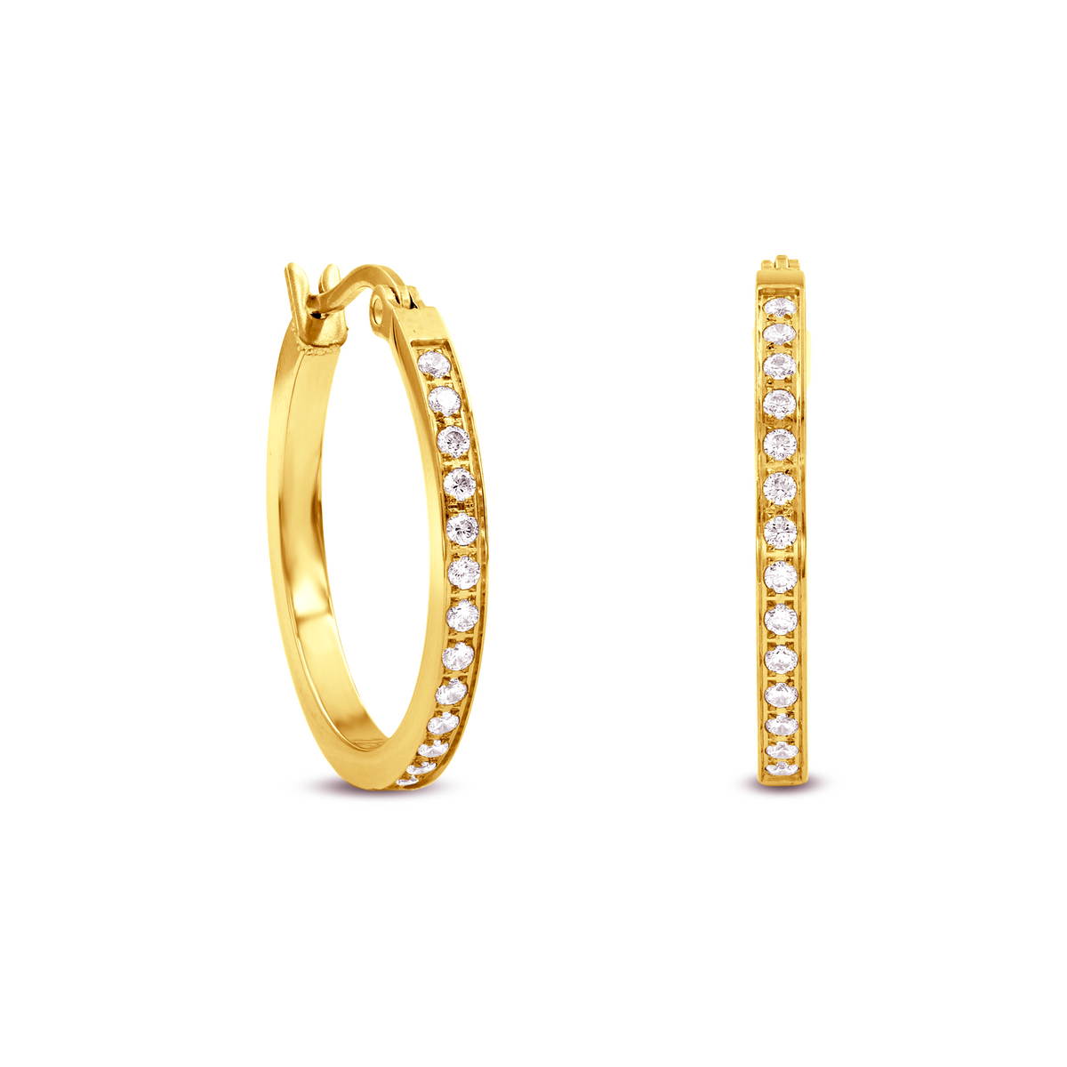 ER310G B.Tiff Gold Pavé 28-Stone Classic Small Hoop Earrings