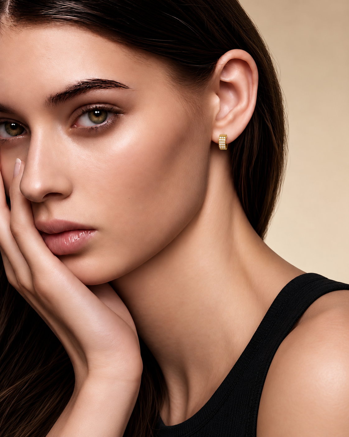 ER418G B.Tiff Gold Pavé Huggie Earrings