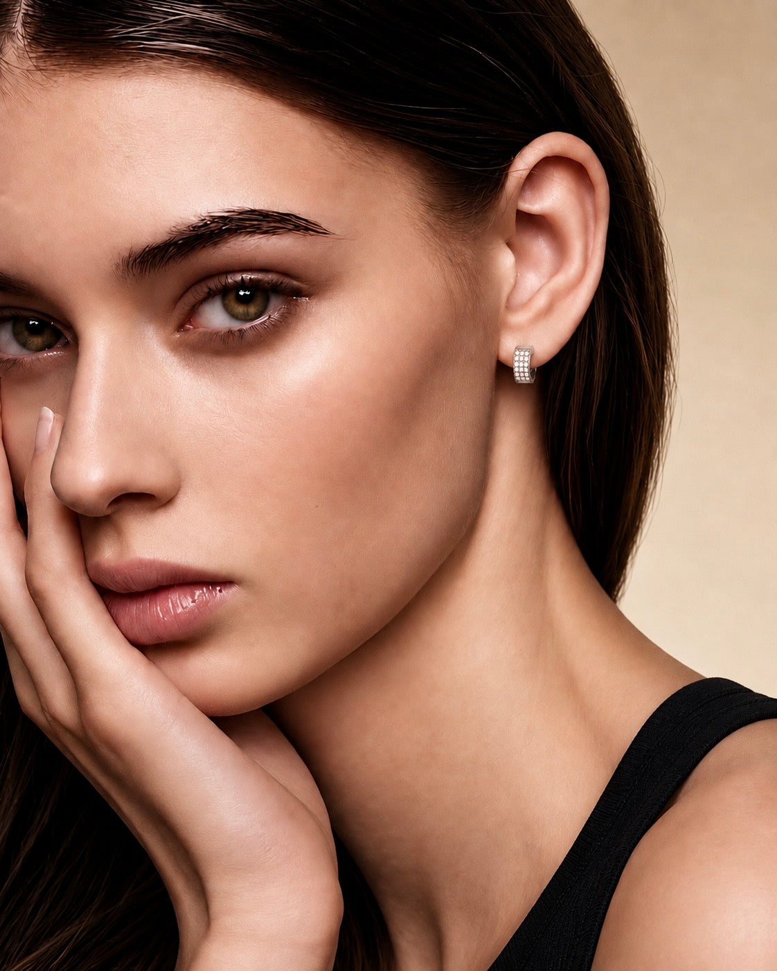 ER418W B.Tiff Pavé Huggie Earrings