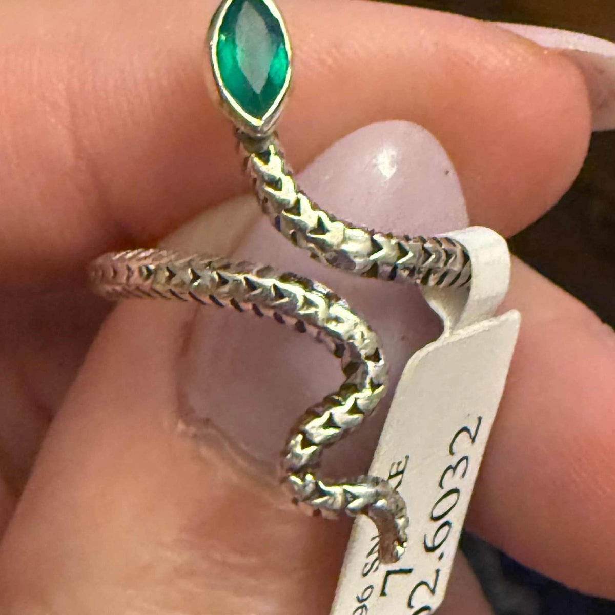 Gemstone Snake Ring - Sterling Silver or Gold Vermeil