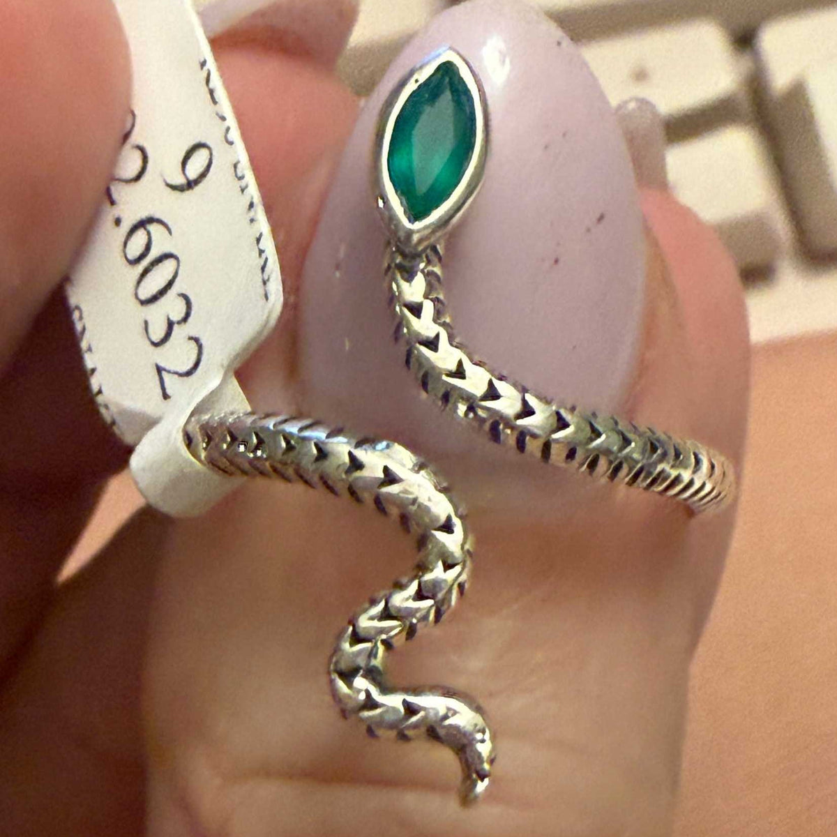 Gemstone Snake Ring - Sterling Silver or Gold Vermeil