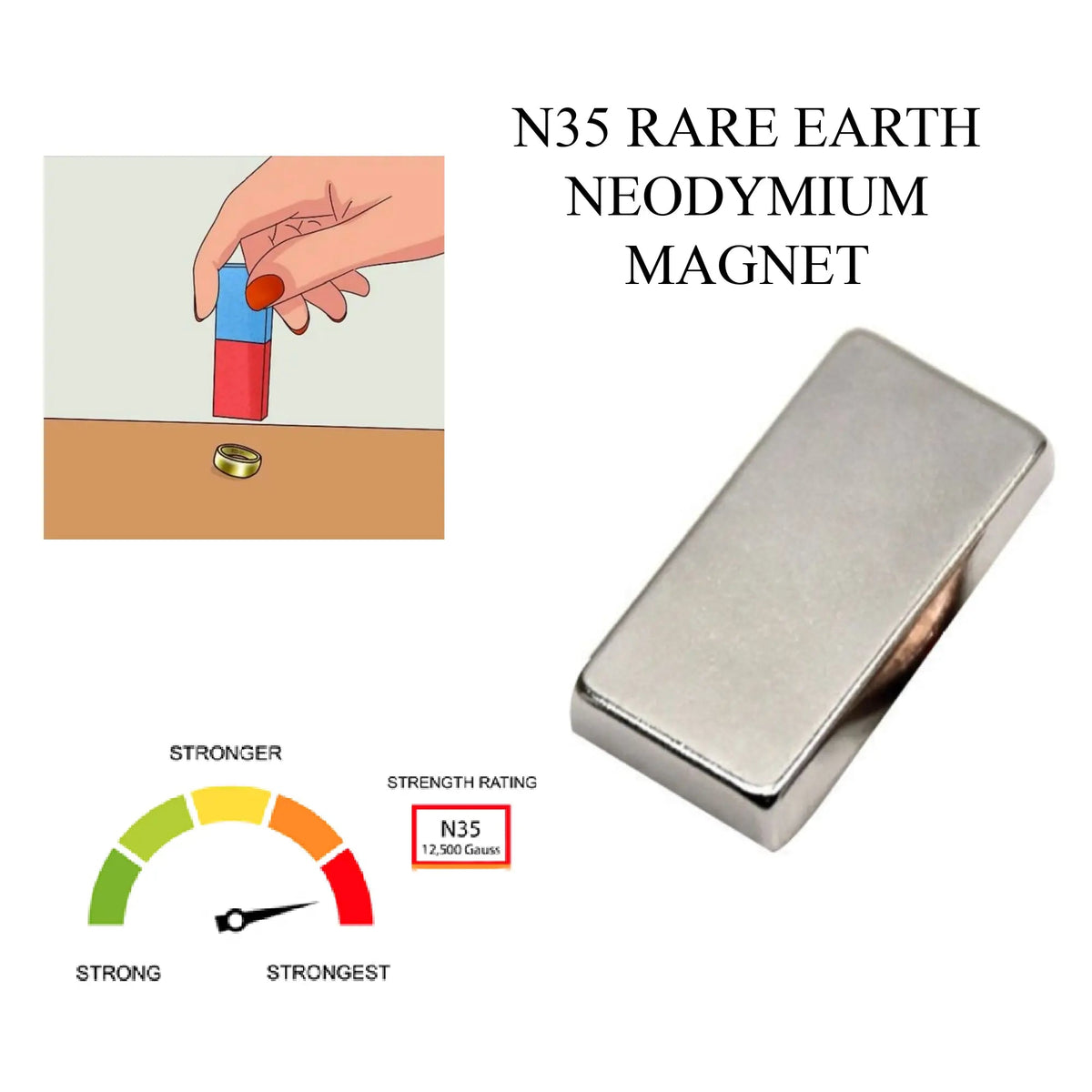JSP Gold, Silver, & Platinum Jewelry Testing Kit with N35 Neodymium Earth Magnet For Detecting Precious Metals 22K 24K