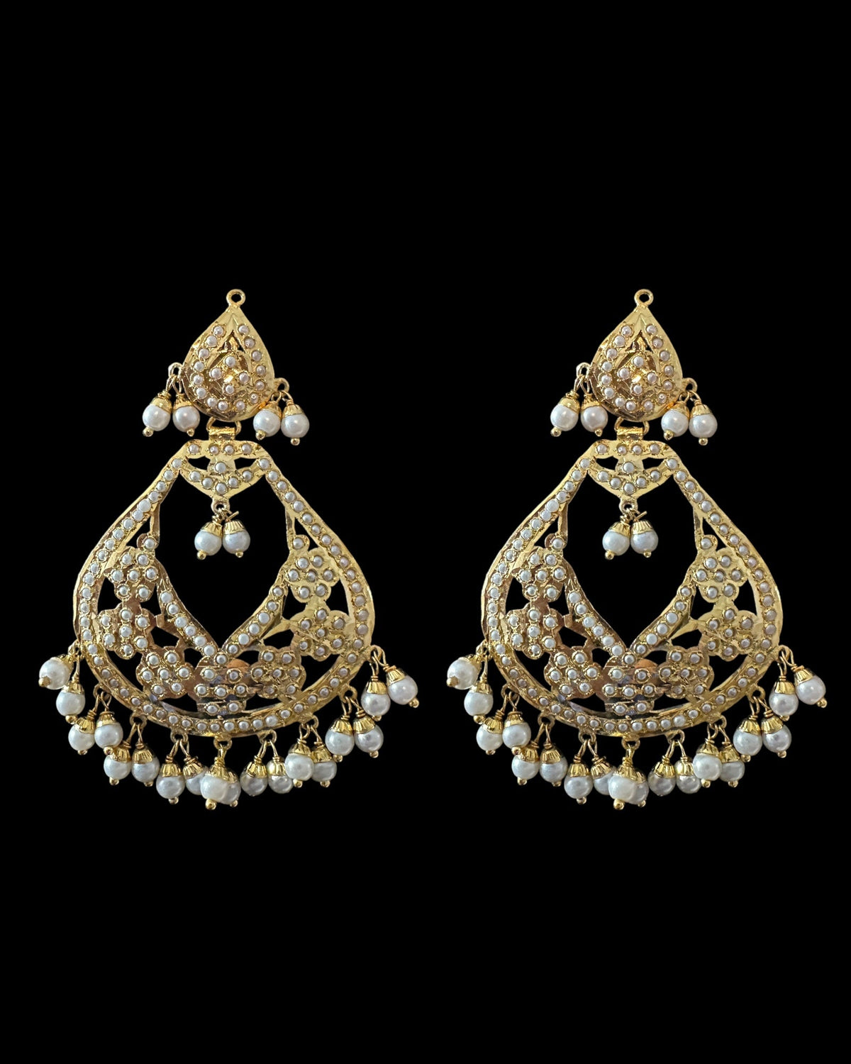 DJET77 Jadau chandbali earrings tika in pearls ( READY TO SHIP )