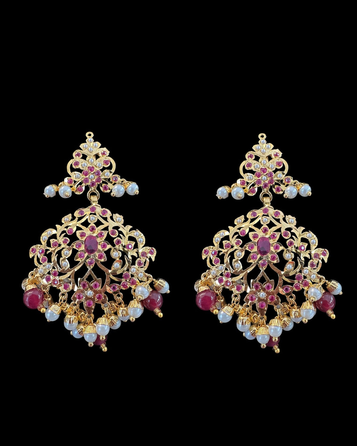 C570 Gold plated jadau choker in Ruby pearls ( READY TO SHIP )