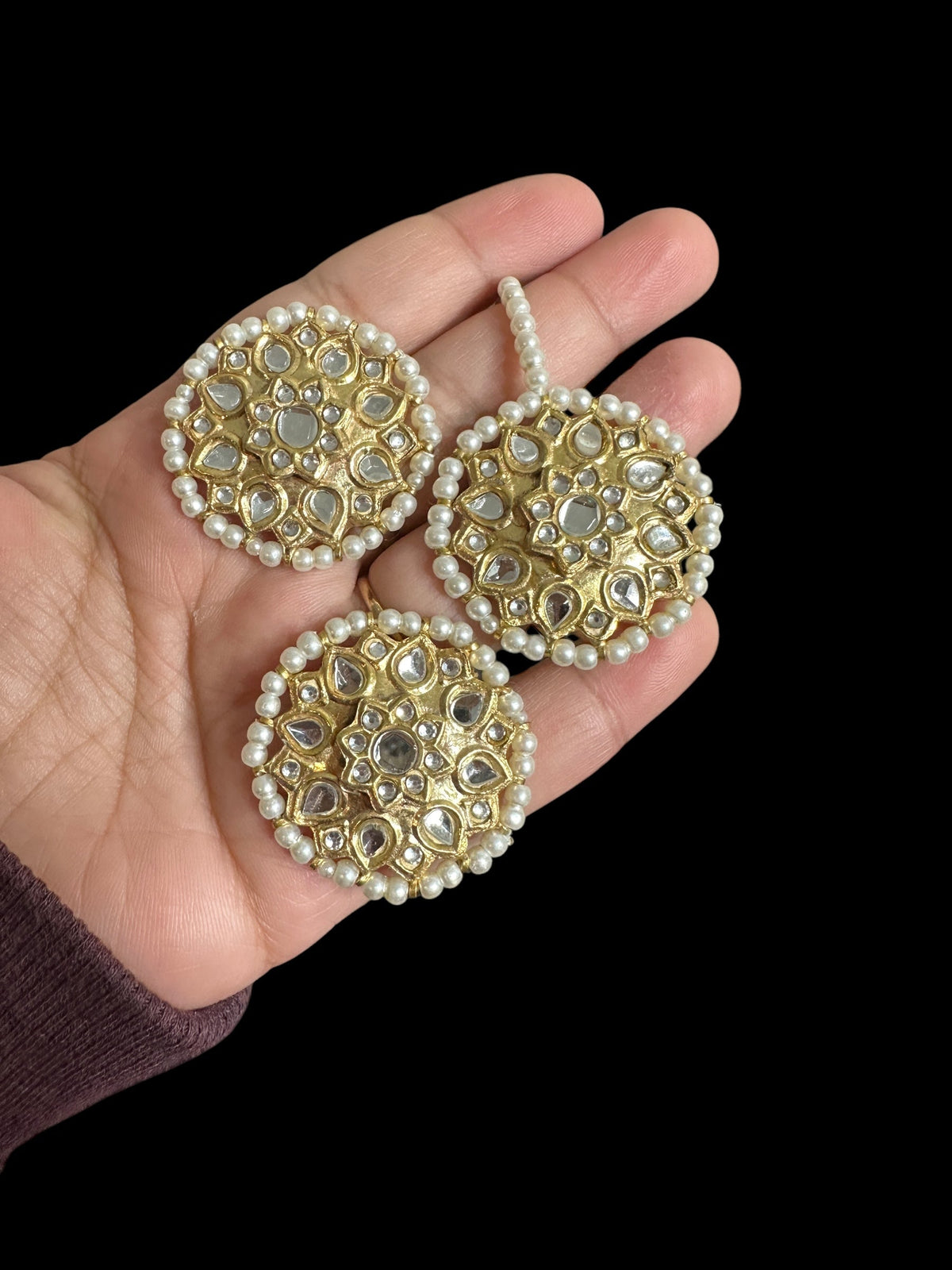 DJET73 Suhana kundan earrings tika ( READY TO SHIP )