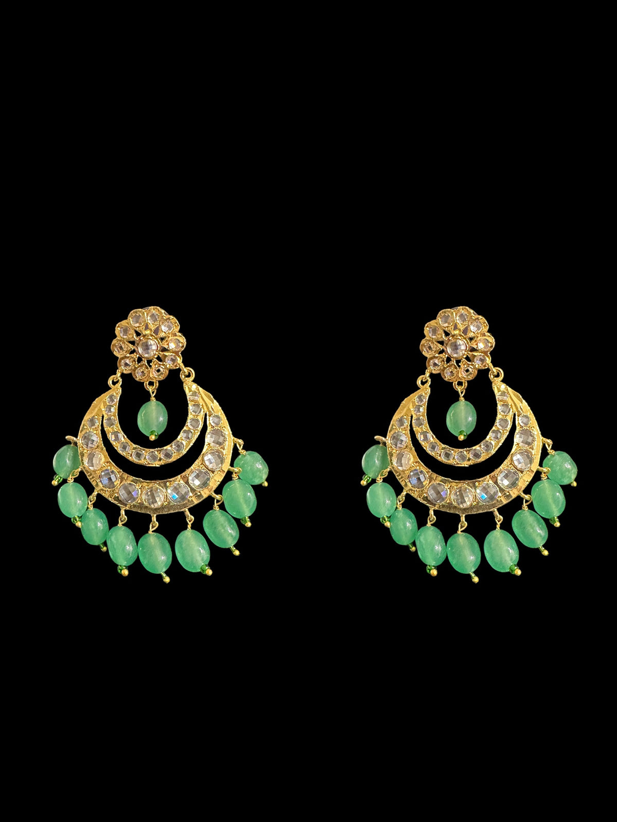 DNS89 gold plated necklace with light green beads ( READY TO SHIP )