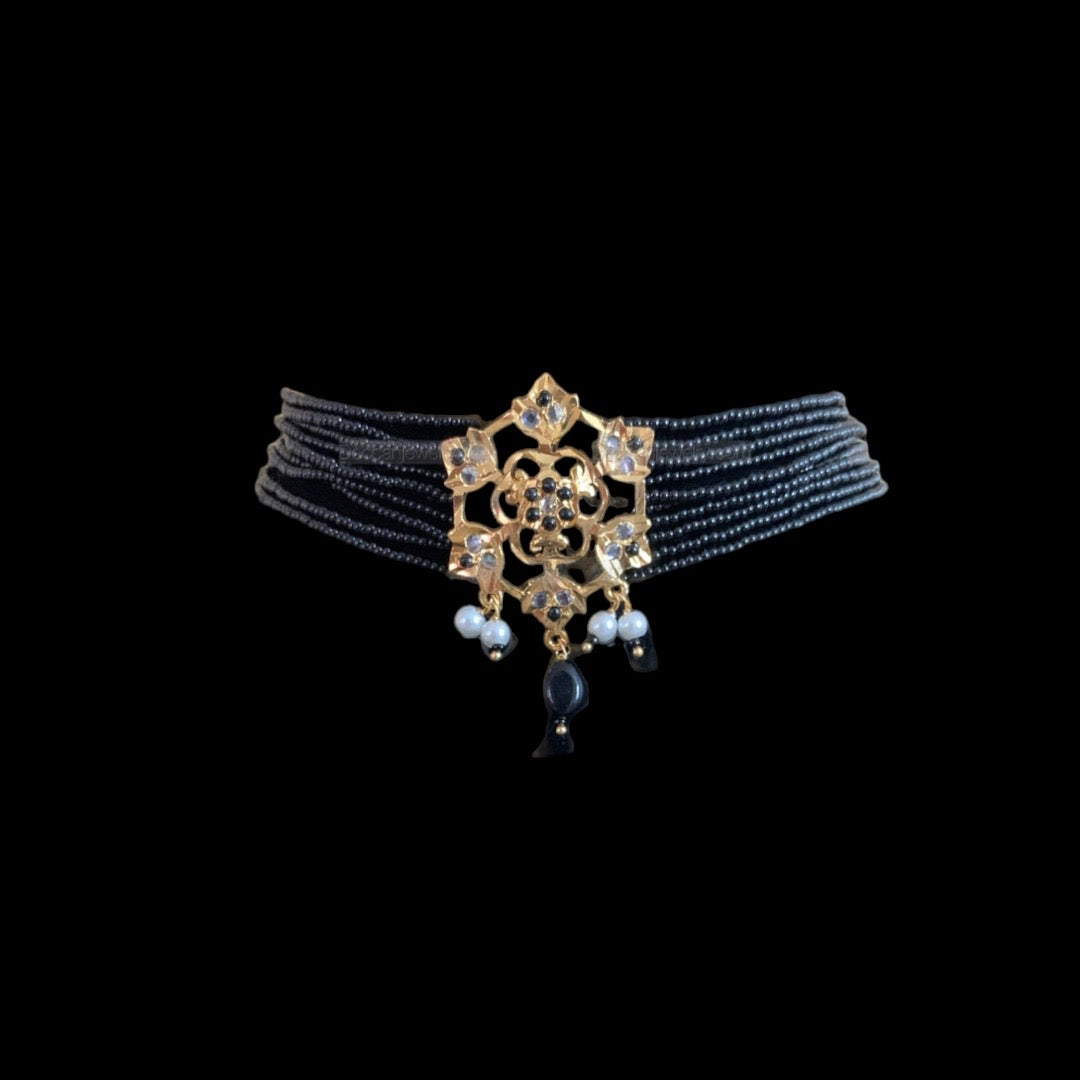 C338 Rati choker set  in black beads  (READY TO SHIP )