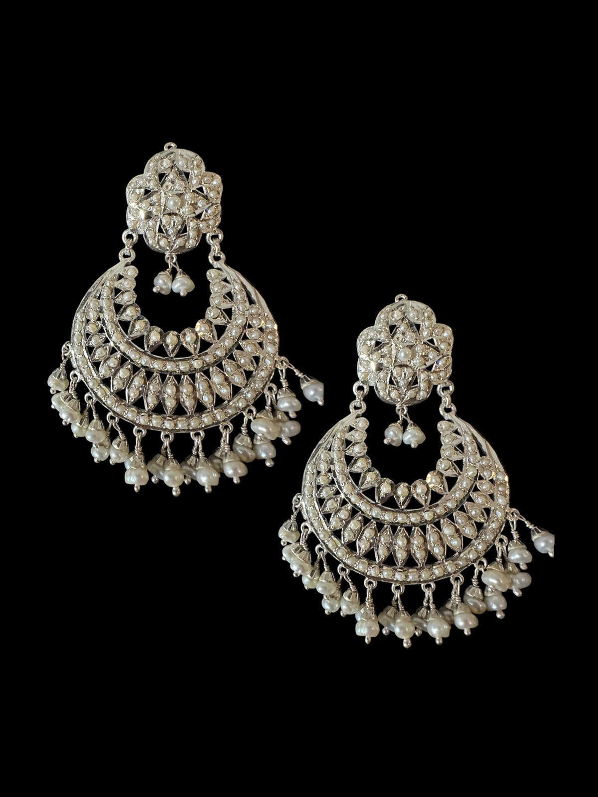 92.5 silver statement earrings in fresh water pearls ( SHIPS IN 5 WEEKS )