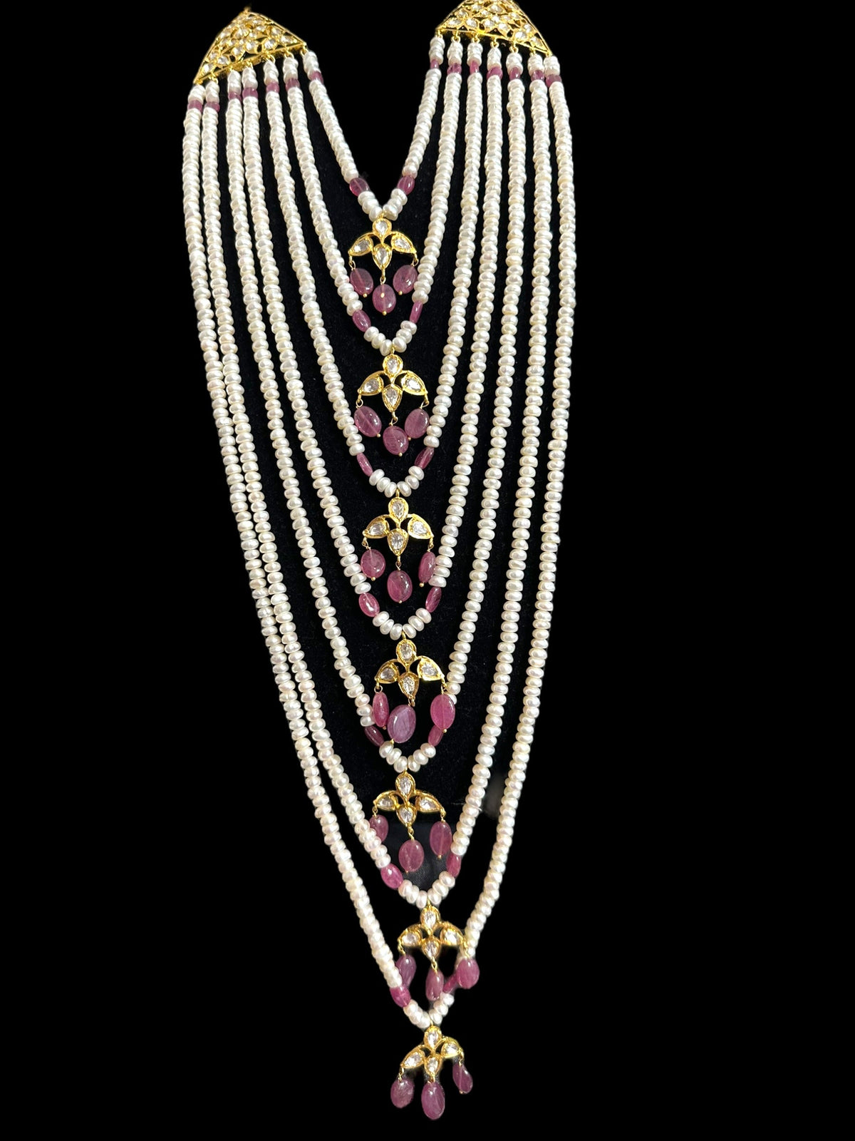 BR310 Bridal jadavi lacha , satlada  in moissanite and emeralds ( SHIPS IN 5 WEEKS )