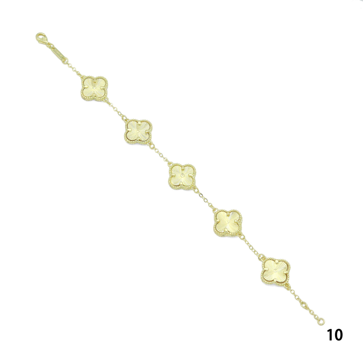 White Black  Enamel Flower Link  Bracelet, Sku#FH225