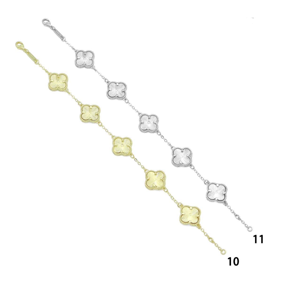 White Black  Enamel Flower Link  Bracelet, Sku#FH225