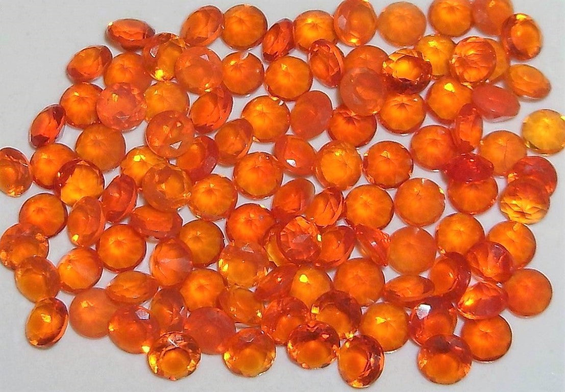 Fire Opal Round Cut Orange Mexican 4mm