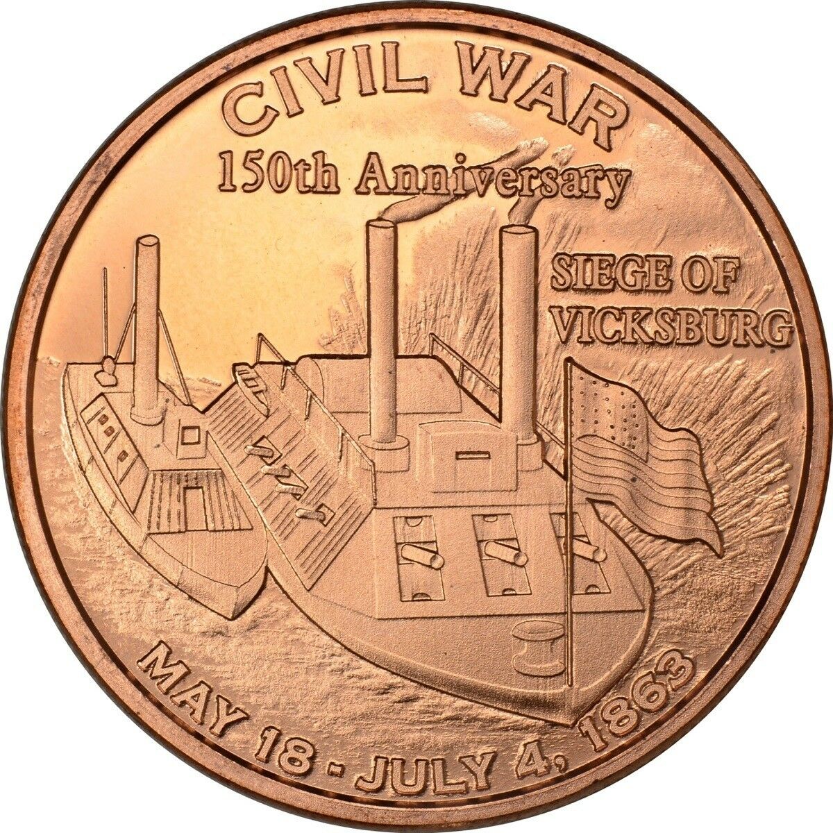 1 oz Copper Round - Battle of Vicksburg