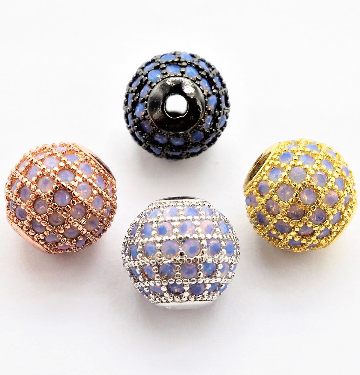 CZ Micro Pave white Opal Round Ball Bead, Cubic Zirconia Pave Beads,  Pave Shamballa Ball beads, CZ Space Beads 8mm/10mm,sku#G409
