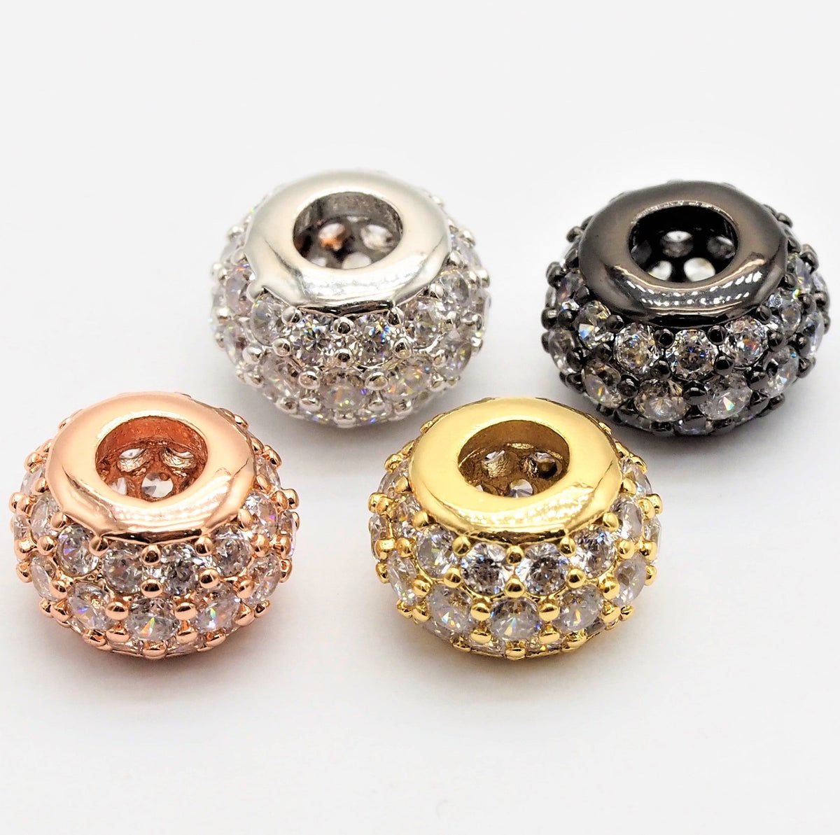 CZ Micro Pave Large Hole Rondelle Beads, Cubic Zirconia Pave Beads, 6mm/8mm/10mm Shamballa Ball beads, CZ Space Beads,sku#G412