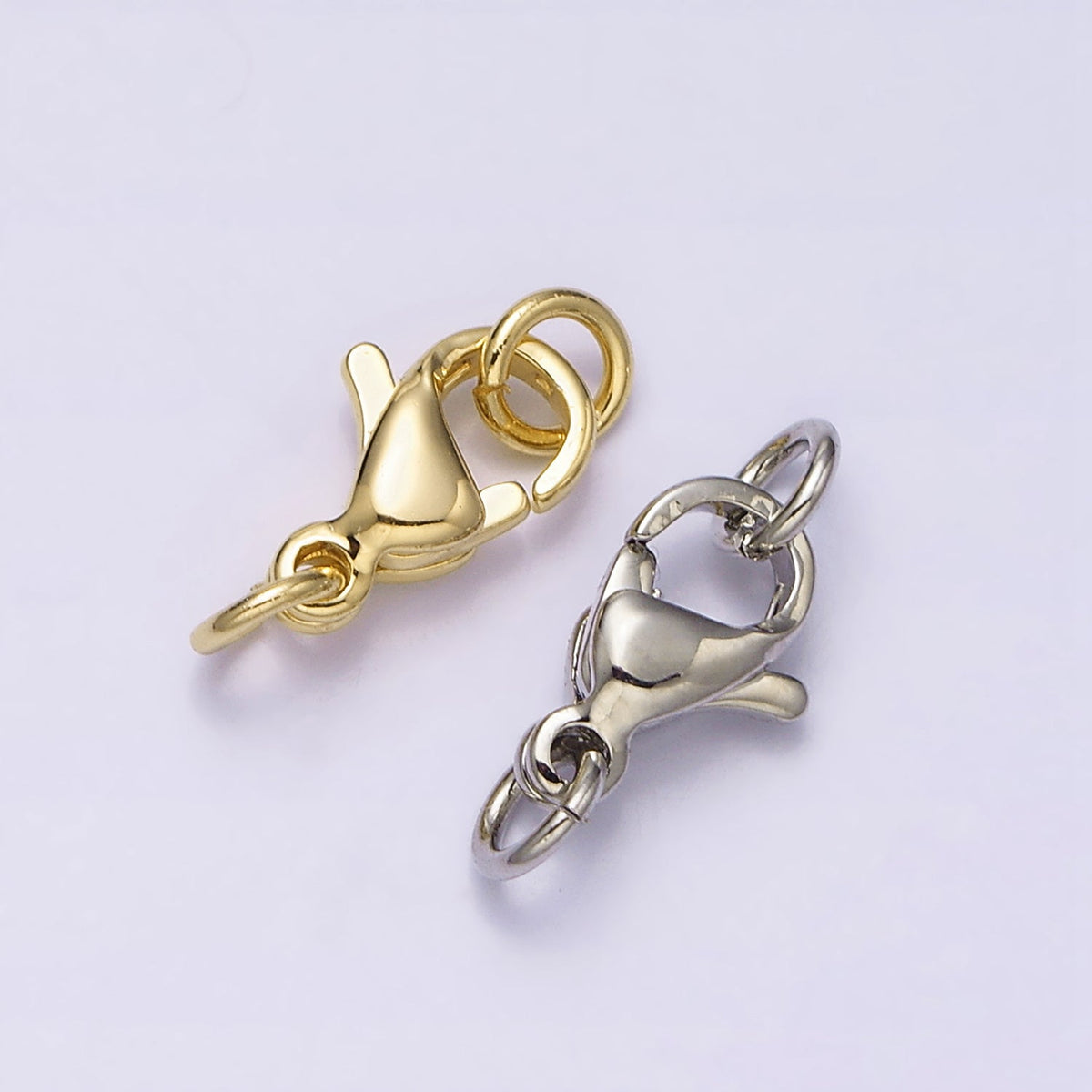 16K Stainless Steel 9mm Lobster Clasps Closure Jump Ring Jewelry Supply in Gold & Silver | Z-389 Z-390