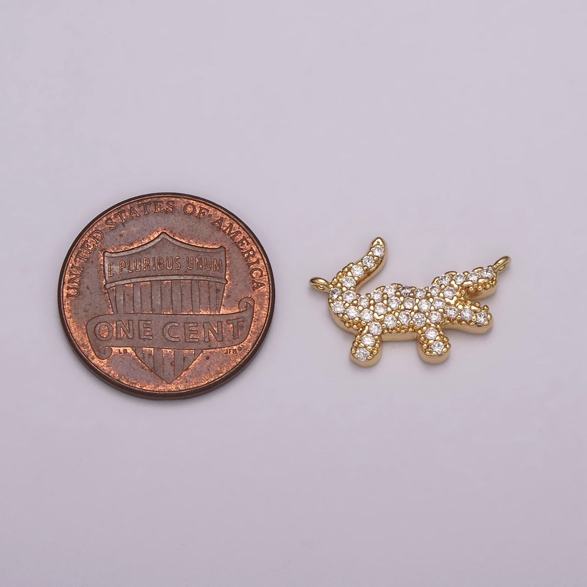 Mini Gold Alligator Charm Connector Tiny 18k Gold Filled Charm, Micro Pave Animal link connector for bracelet necklace Y-396