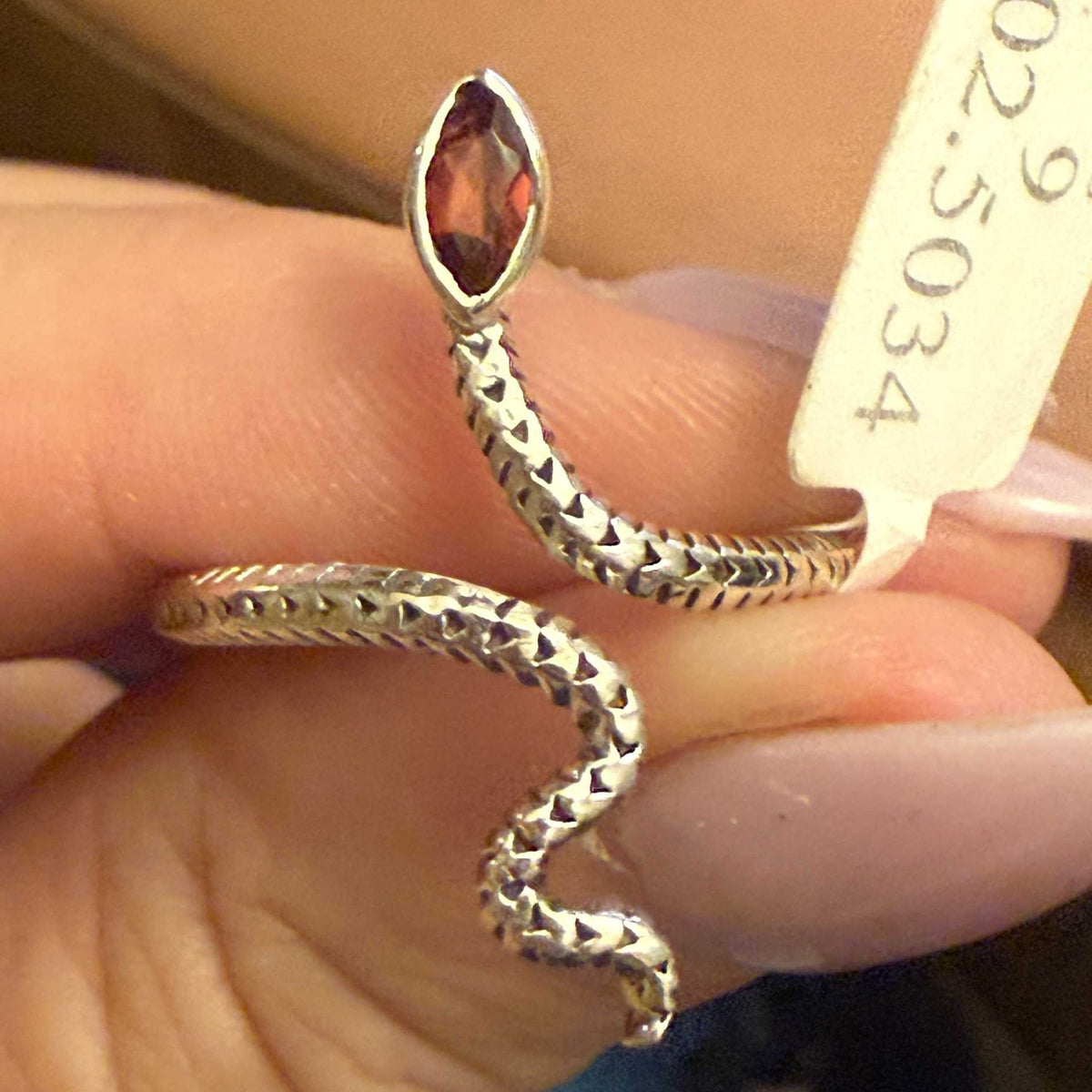 Gemstone Snake Ring - Sterling Silver or Gold Vermeil