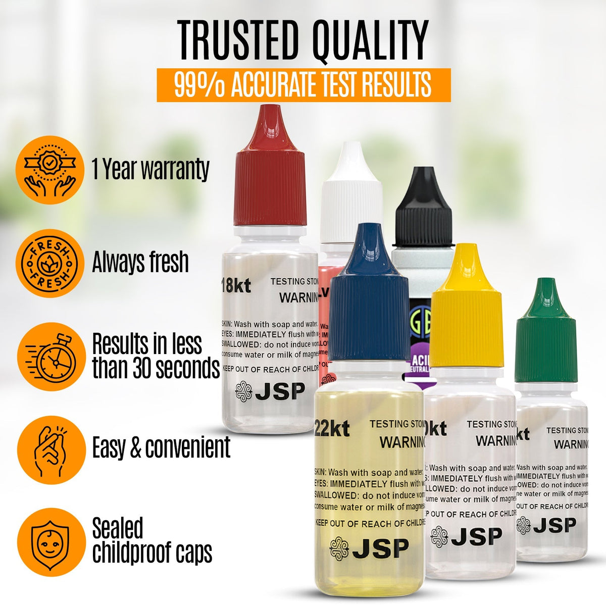 JSP 18K Gold Jewelry Test Kit Acid Solution Detect Precious Metals