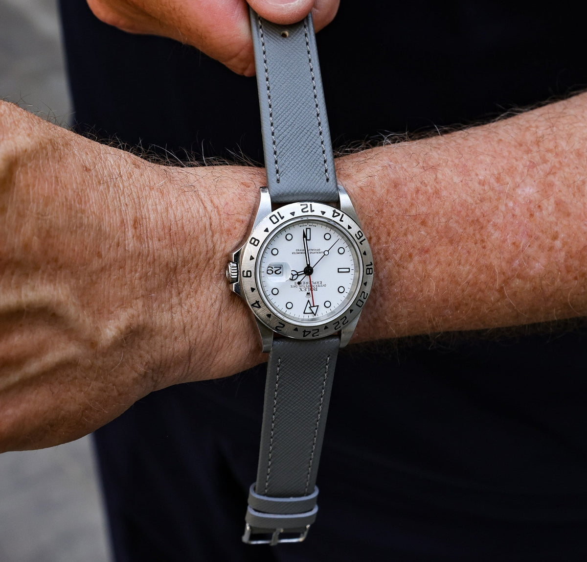Slate Grey Saffiano Leather Watch Strap 20mm