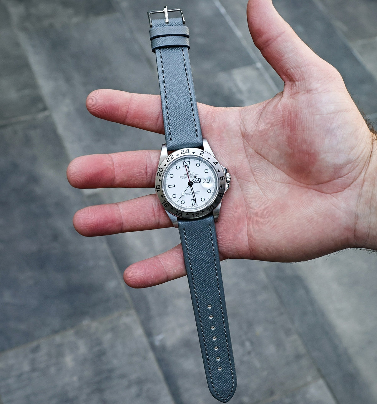 Slate Grey Saffiano Leather Watch Strap 20mm