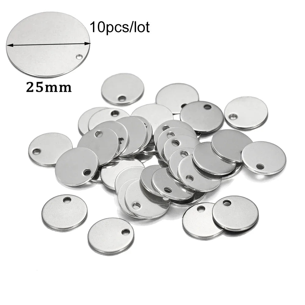 10-50Pcs Gold Stainless Steel Customized Dog Tag Heart-Shaped Oval Blanks Charm Pendant Charms For DIY Jewelry Making Supplies