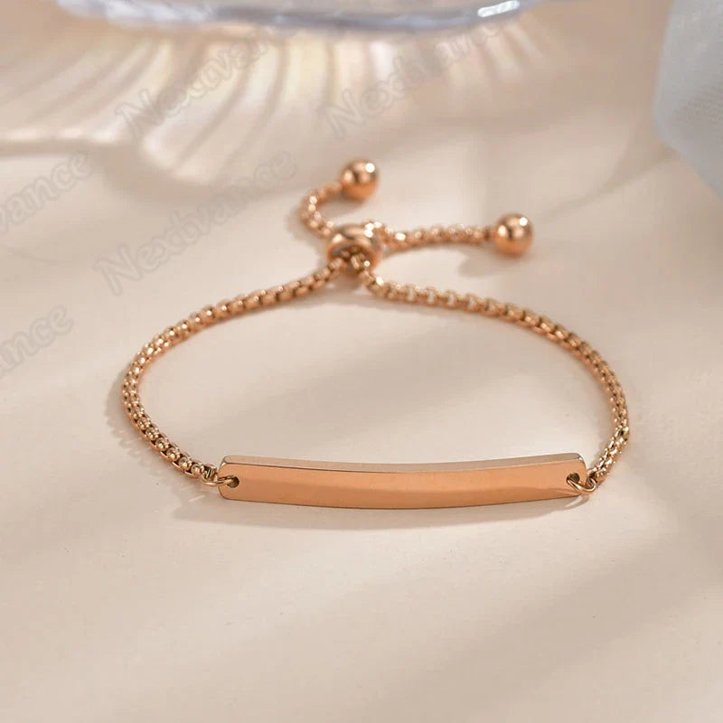 Nextvance Customized Engraving Nameplate Couple Bracelets on hand Stainless Steel Chain Bracelet  For Women Lovers  Jewelry Day