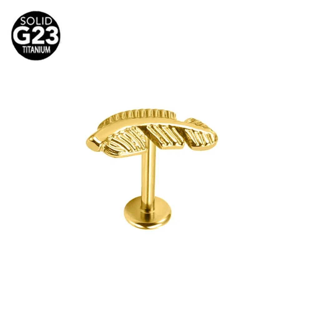 G23 Titanium Snake Bee Feather Labret Piercing 16G Internal Thread Earring Stud Cartilage Helix Body Jewelry
