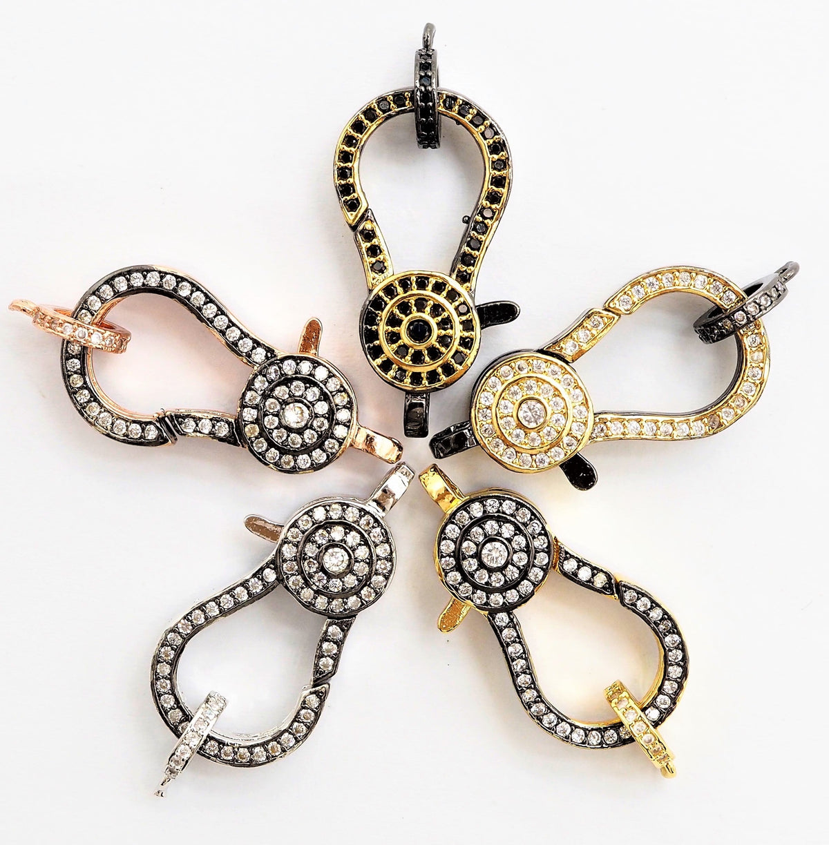 CZ Micro Pave Dual Color Lobster Claw Clasp/Link Connector, Pave Claw Clasp, Micro Pave Clasp, 14x27mm sku#H128