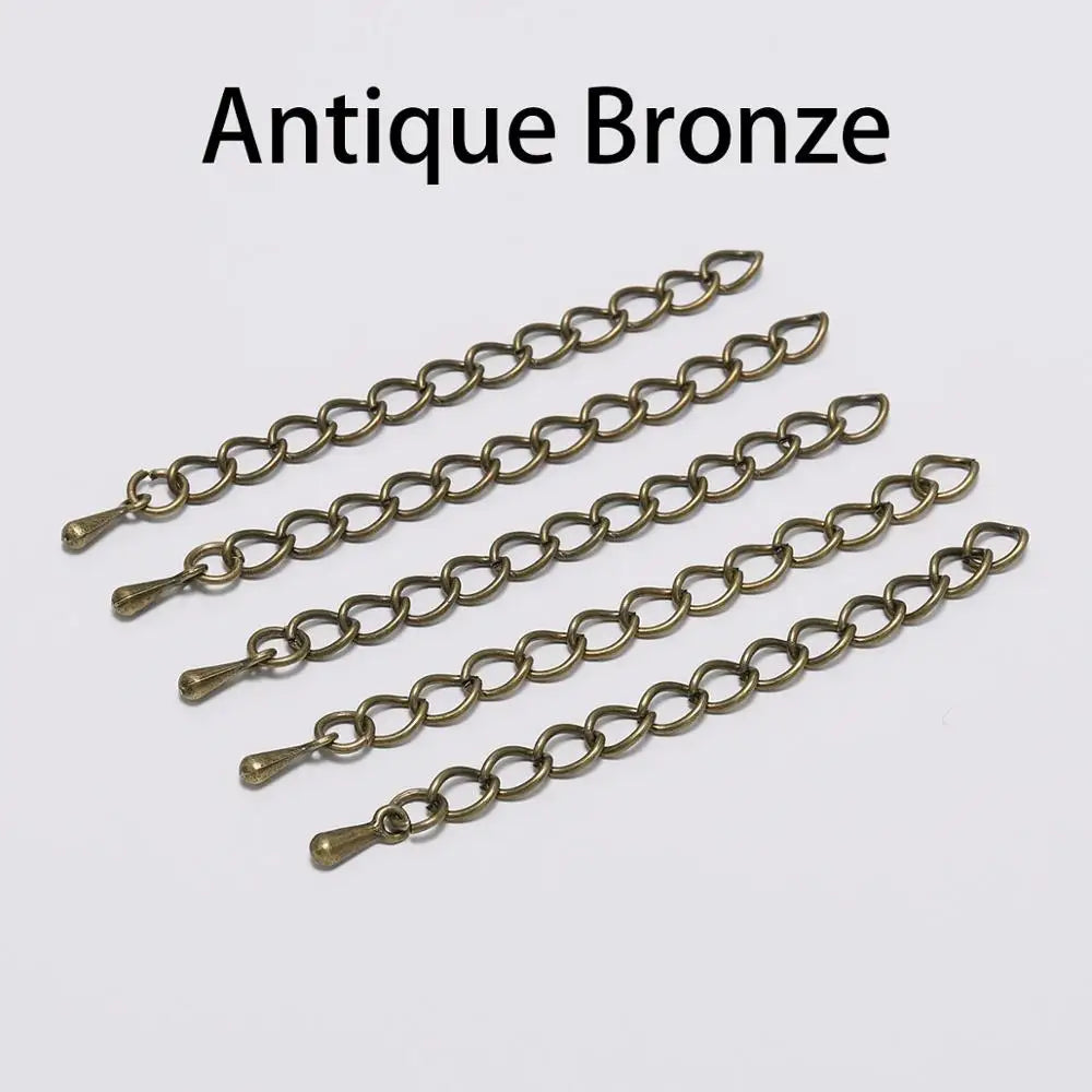 20pcs/lot 50-70mm Extended Extension Tail Chain Connectors Water Drop End Beads For DIY Jewelry Making Bracelet Necklace