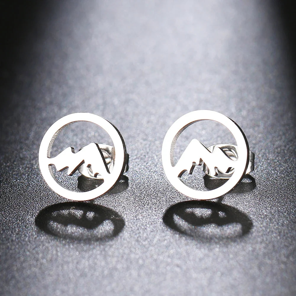 Stainless Steel Earrings Contour Mountain Fashion Stud Earrings Classic Simple Earrings For Women 2022 Jewelry Wedding Party NEW