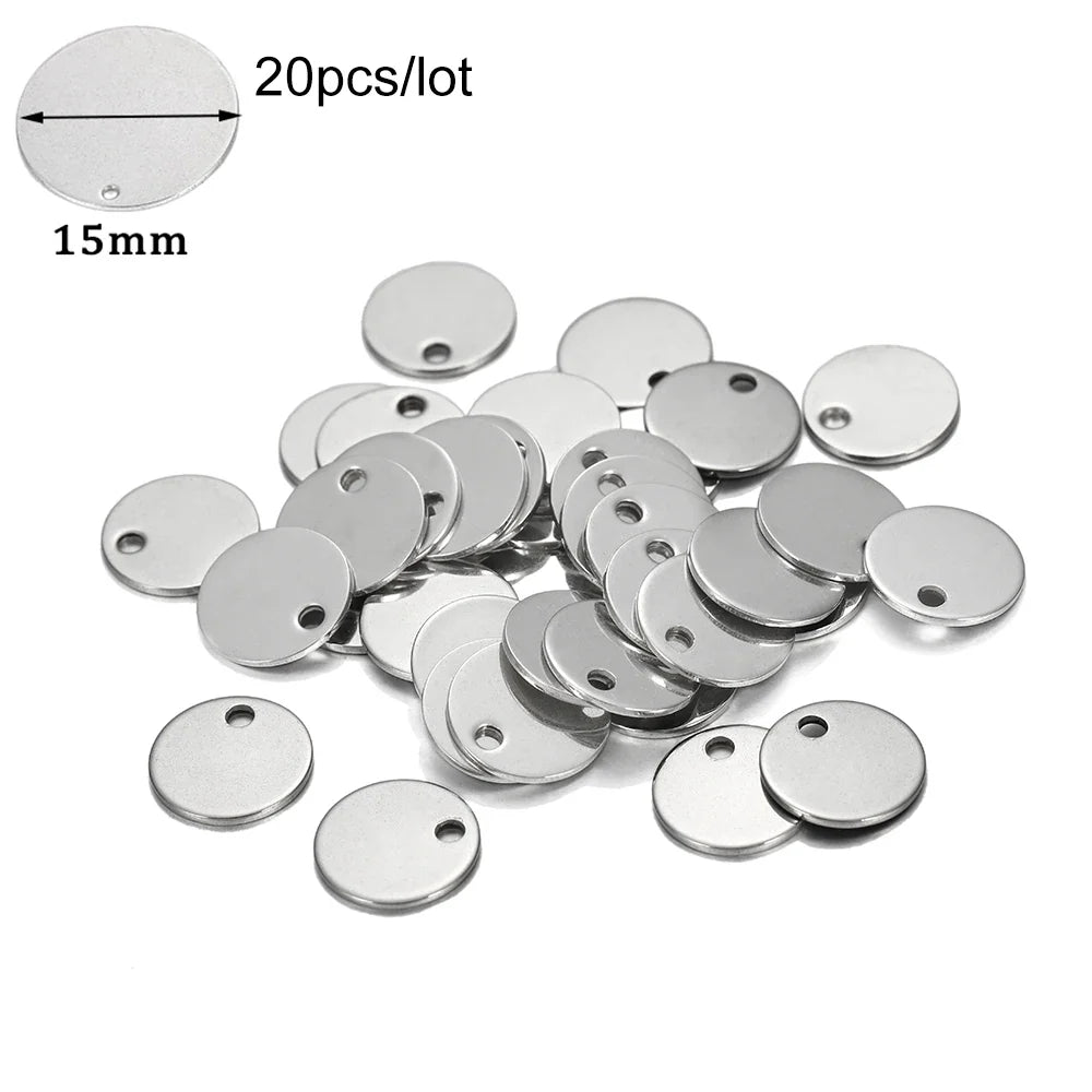 10-50Pcs Gold Stainless Steel Customized Dog Tag Heart-Shaped Oval Blanks Charm Pendant Charms For DIY Jewelry Making Supplies