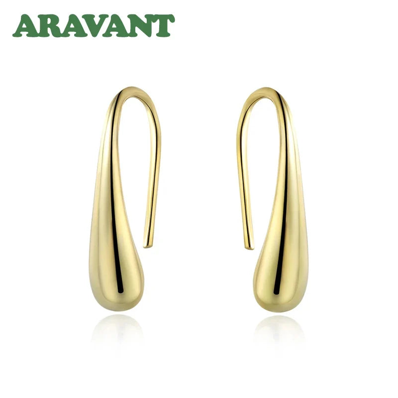 Aravant 925 Silver Earring For Women Water Drop Gold Earrings Fashion Wedding Jewelry Gifts