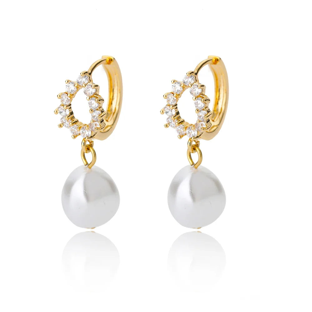 Irregular Pearl Earrings For Women Stainless Steel Round Pearl Circle Ear Clip Earring Women Jewelry Gift Mujer Accessories