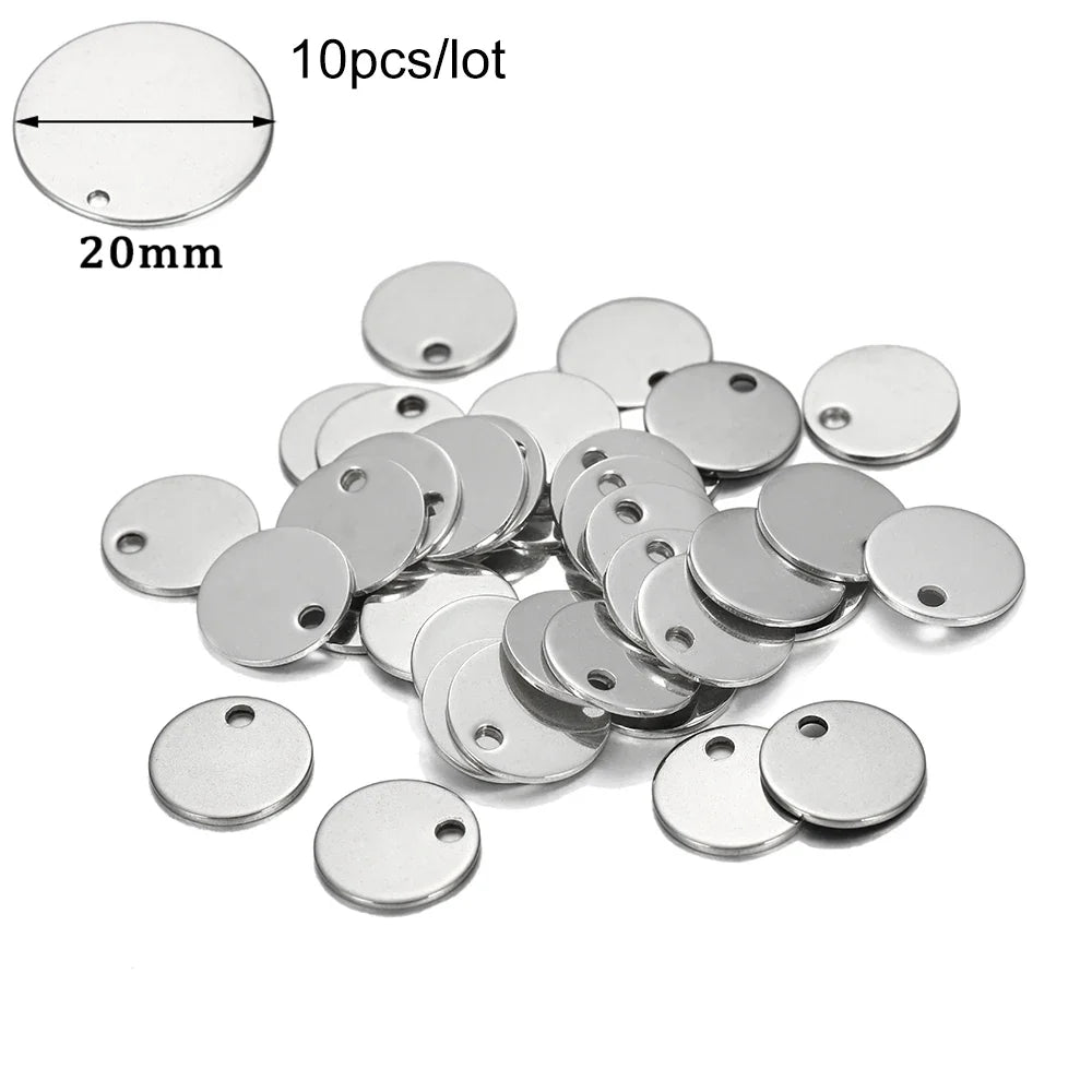 10-50Pcs Gold Stainless Steel Customized Dog Tag Heart-Shaped Oval Blanks Charm Pendant Charms For DIY Jewelry Making Supplies