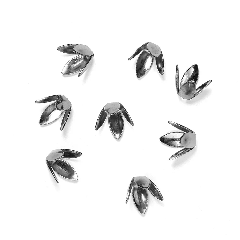 100pcs/lot Four Leaves Flower Metal Bulk Loose Sparer Caps Petal Apart End Bead Caps For Jewelry Making Bracelet Findings