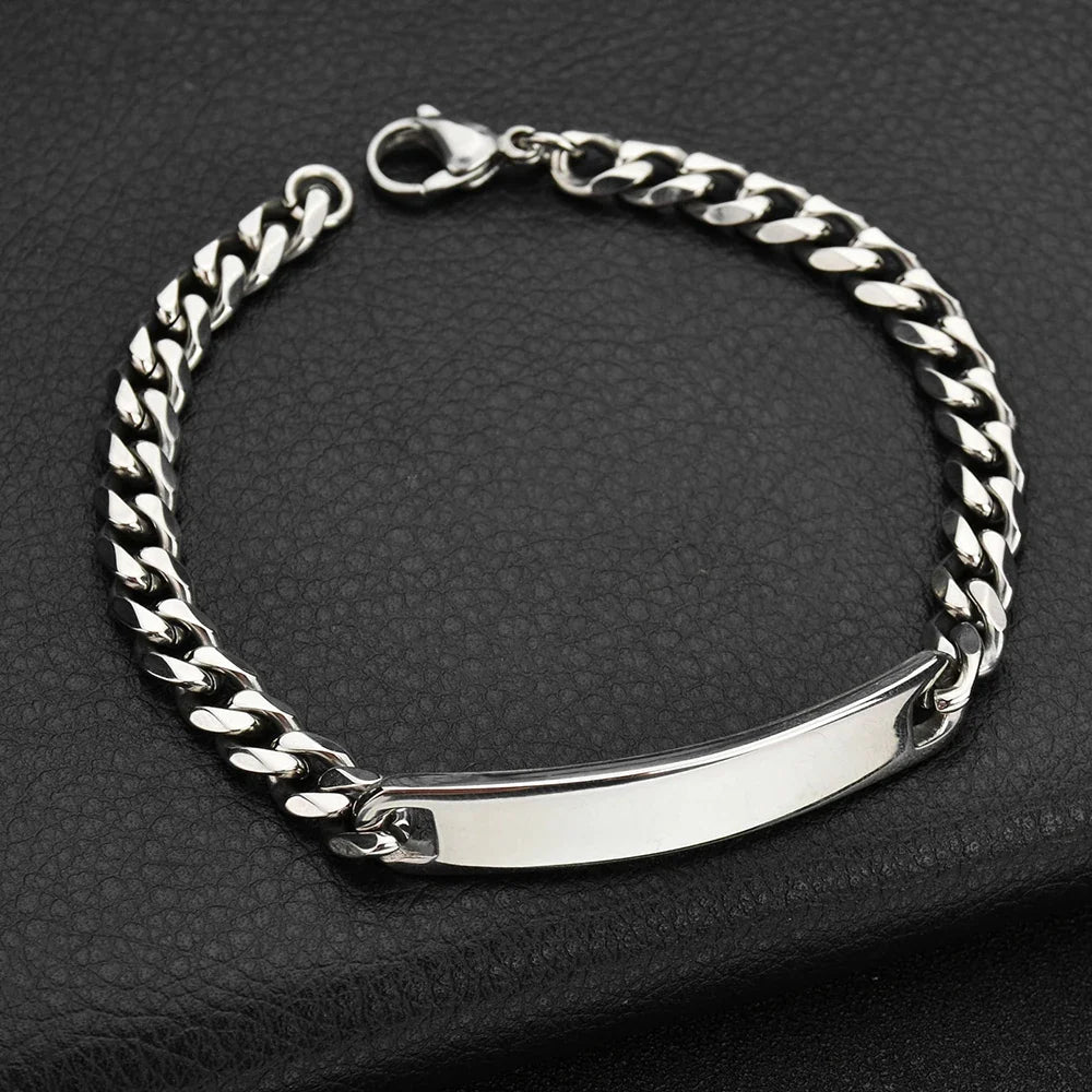 Nextvance Customized Engraving Nameplate Couple Bracelets on hand Stainless Steel Chain Bracelet  For Women Lovers  Jewelry Day
