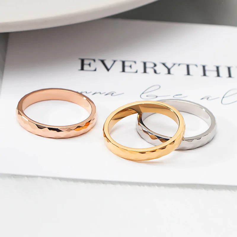 3mm Stainless Steel Multi-Faceted Comfort fit Ring Wedding Band for Women Men Size 4-10