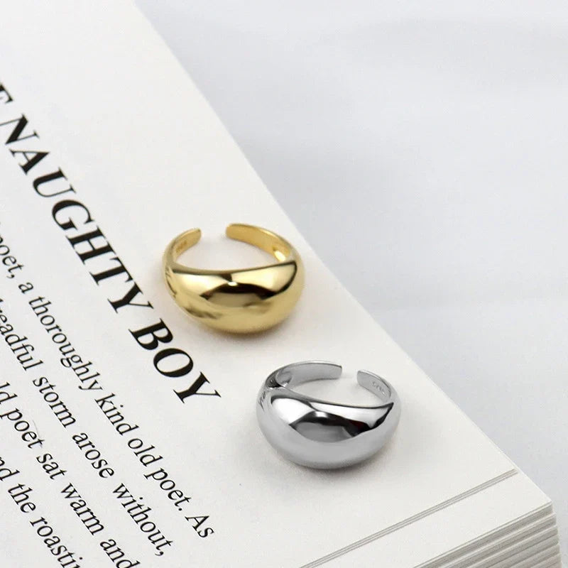 VENTFILLE 925 Sterling Silver Ring for Women Men Smooth Geometric Finger Ring Adjustable Party Jewelry Wholesale