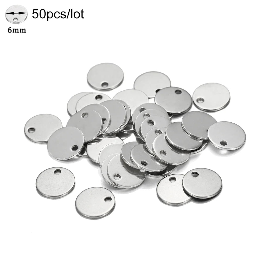 10-50Pcs Gold Stainless Steel Customized Dog Tag Heart-Shaped Oval Blanks Charm Pendant Charms For DIY Jewelry Making Supplies