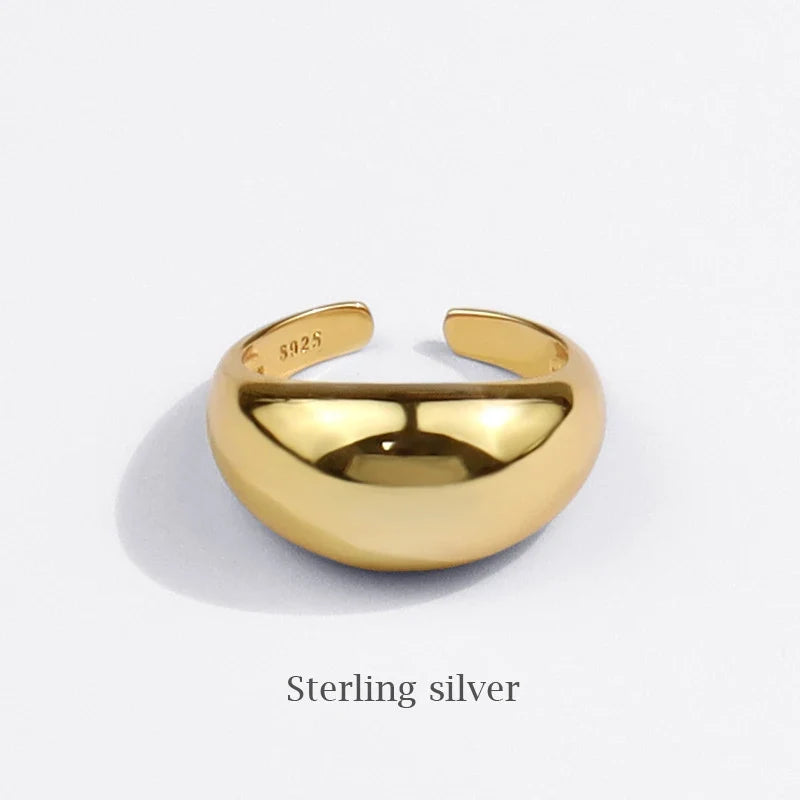 VENTFILLE 925 Sterling Silver Ring for Women Men Smooth Geometric Finger Ring Adjustable Party Jewelry Wholesale