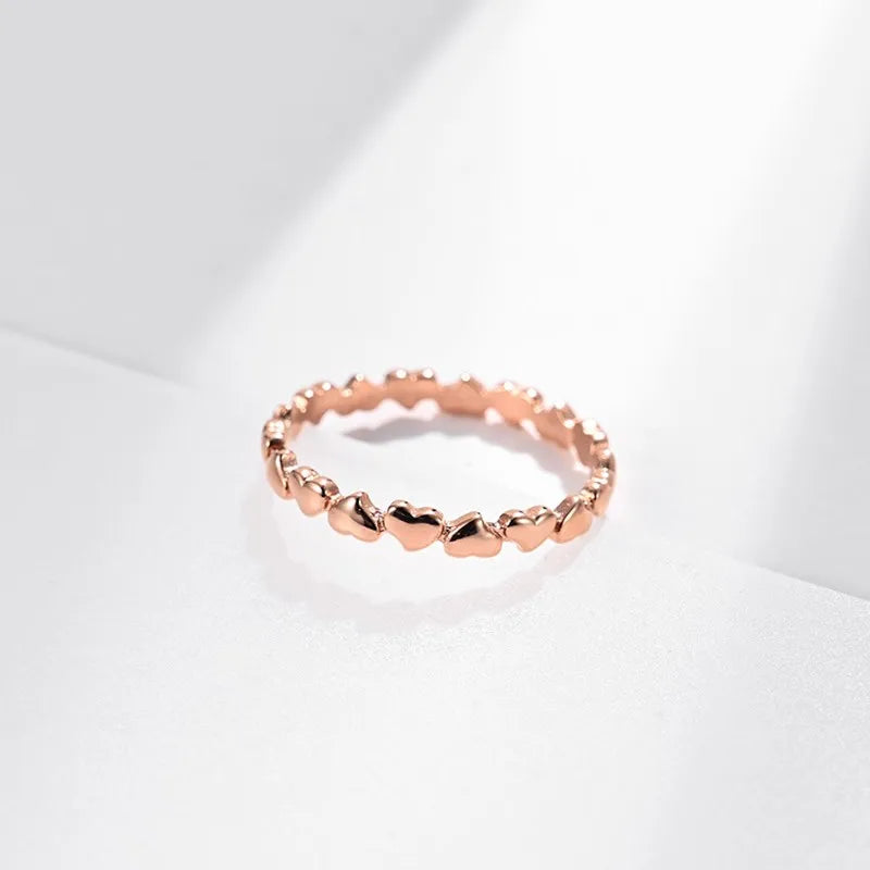 3mm Stainless Steel Heart Eternity Ring Wedding Band for Women Girl Size 5-11