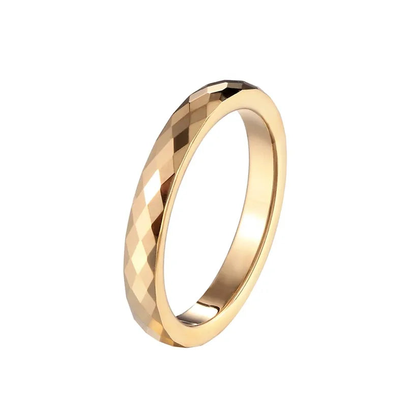 3mm Stainless Steel Multi-Faceted Comfort fit Ring Wedding Band for Women Men Size 4-10